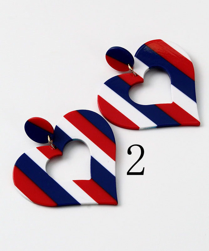 Bohemian Independence Day Theme Print ausgehöhlte Form Ohrringe aus Acrylmaterial