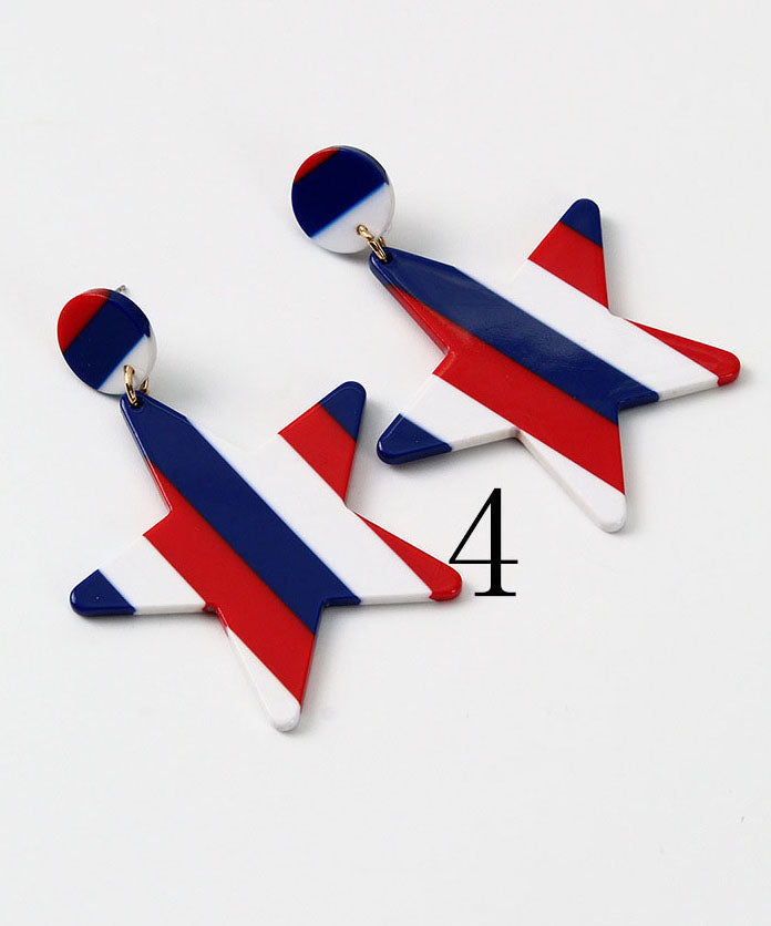 Bohemian Independence Day Theme Print ausgehöhlte Form Ohrringe aus Acrylmaterial
