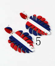 Bohemian Independence Day Theme Print Hollowed Out Shape Acrylic Material Earrings