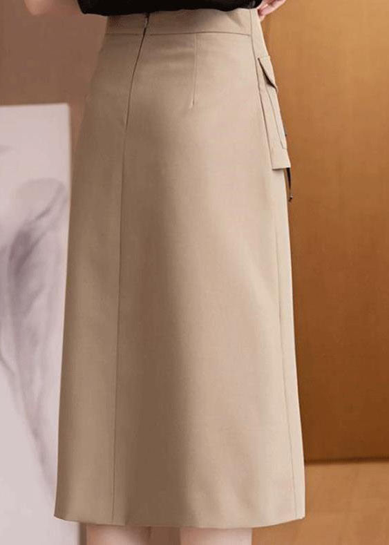 Bohemian Khaki High Waist asymmetrical design slim fit Fall Skirt