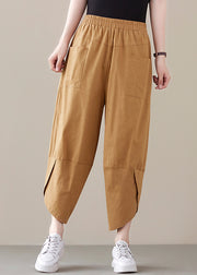 Bohemian Khaki pocket Patchwork Cotton Pants Spring