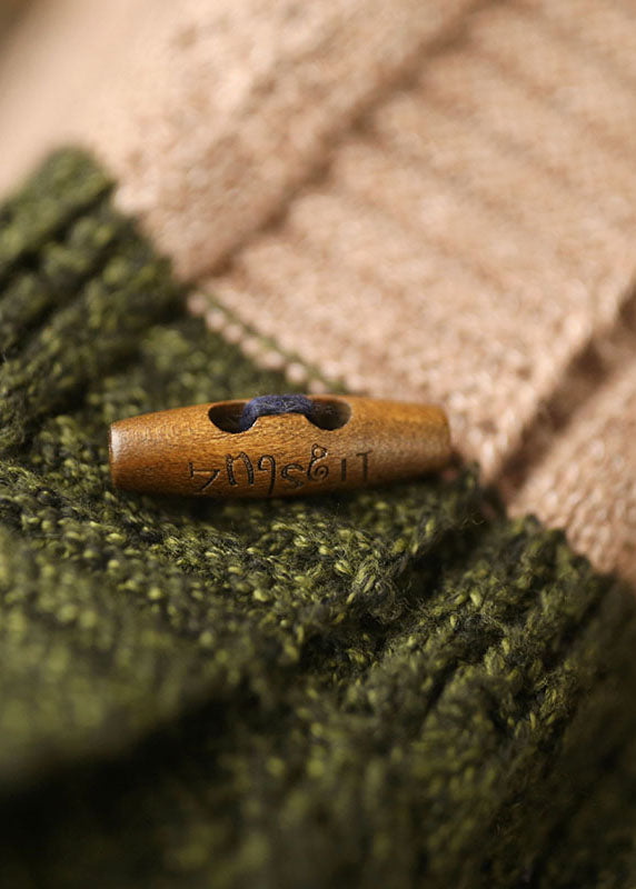 Bohemian O-Neck Pockets Button Fall Knit Knit Coat