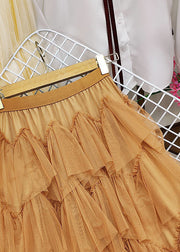 Bohemian Orange Elastic Waist Exra Large Hem Tulle Skirt Summer