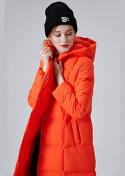 Bohemian Orange Hooded Pockets Duck Down Winter Coats Winter