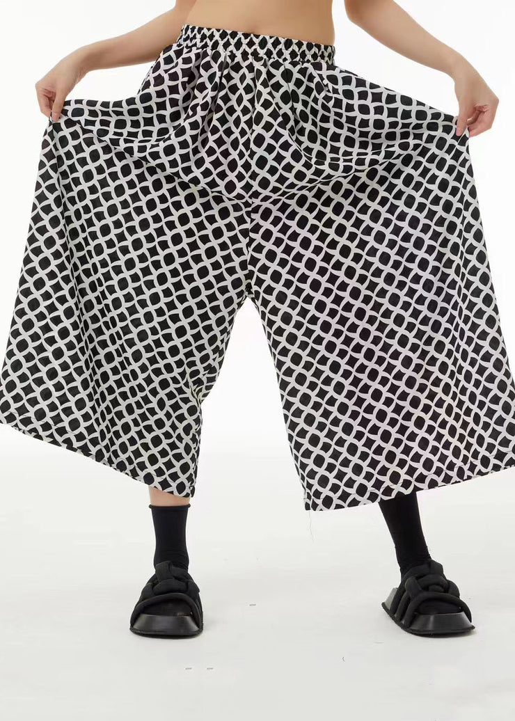 Bohemian Oversized Elastic Waist Pockets Print Wide Leg Pants Summer