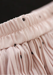 Bohemian Pink Elastic Waist Dot Print Chiffon Skirts Summer