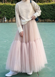 Bohemian Pink Patchwork Tulle Skirts Spring