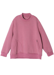 Bohemian Pink Pockets Warm Fleece Sweatshirts Tracksuits Winter