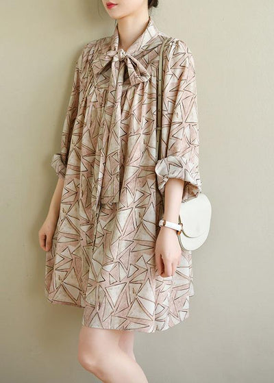 Bohemian Pink Print Chiffon Button Spring Maxi Dress - SooLinen