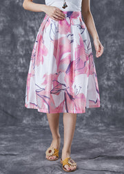 Bohemian Pink Print Slim Fit A Line Skirt Summer