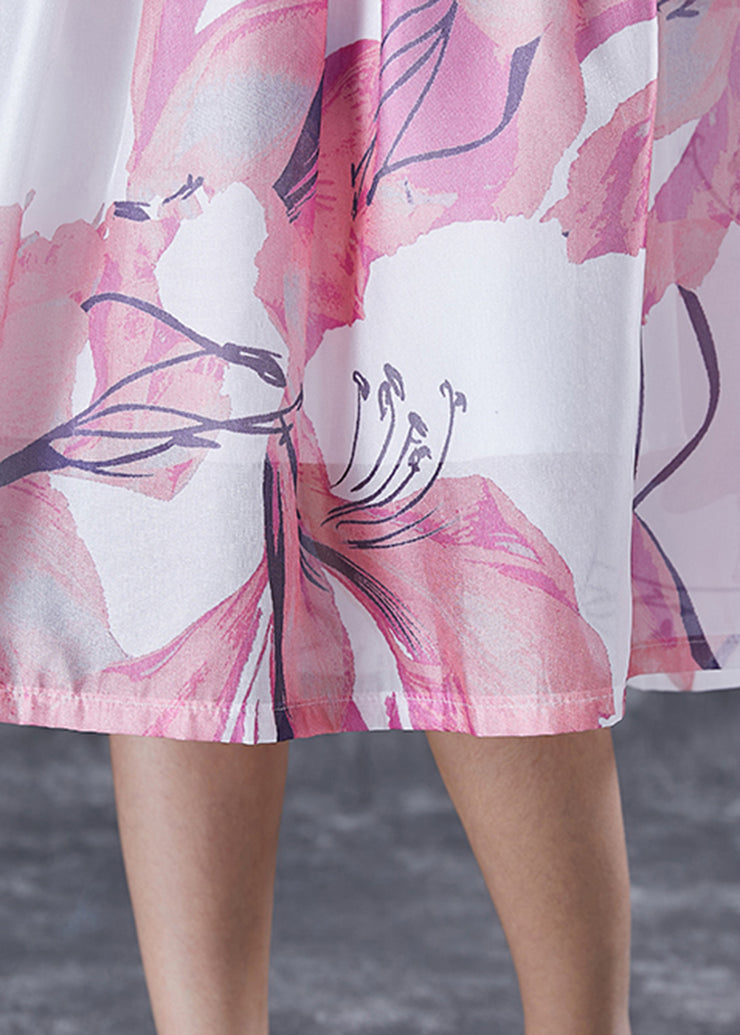 Bohemian Pink Print Slim Fit A Line Skirt Summer
