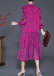 Bohemian Pitaya Print Ruffled Chiffon Dress Spring