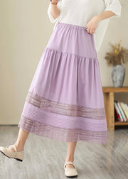 Bohemian Purple Hollow Out Patchwork Cotton Skirts Summer