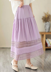 Bohemian Purple Hollow Out Patchwork Cotton Skirts Summer