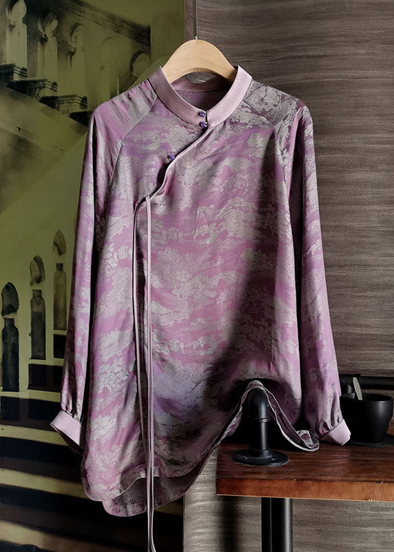 Bohemian Purple Tasseled Patchwork Jacquard Silk Top Summer