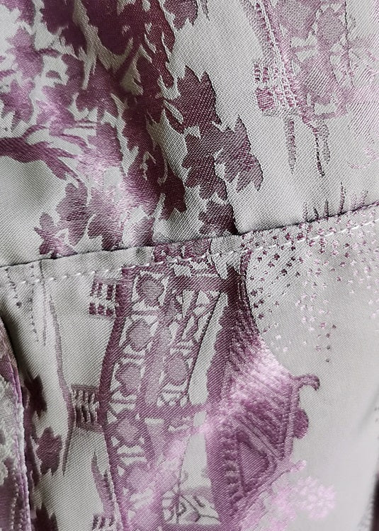 Bohemian Purple Tasseled Patchwork Jacquard Silk Top Summer