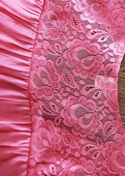 Bohemian Rose Patchwork Lace Pockets Maxi Summer Linen Dress - SooLinen