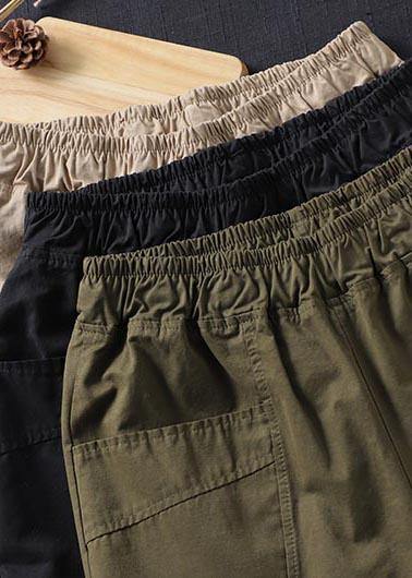 Bohemian Spring Pant Oversized Black Work elastic waist Trousers - SooLinen
