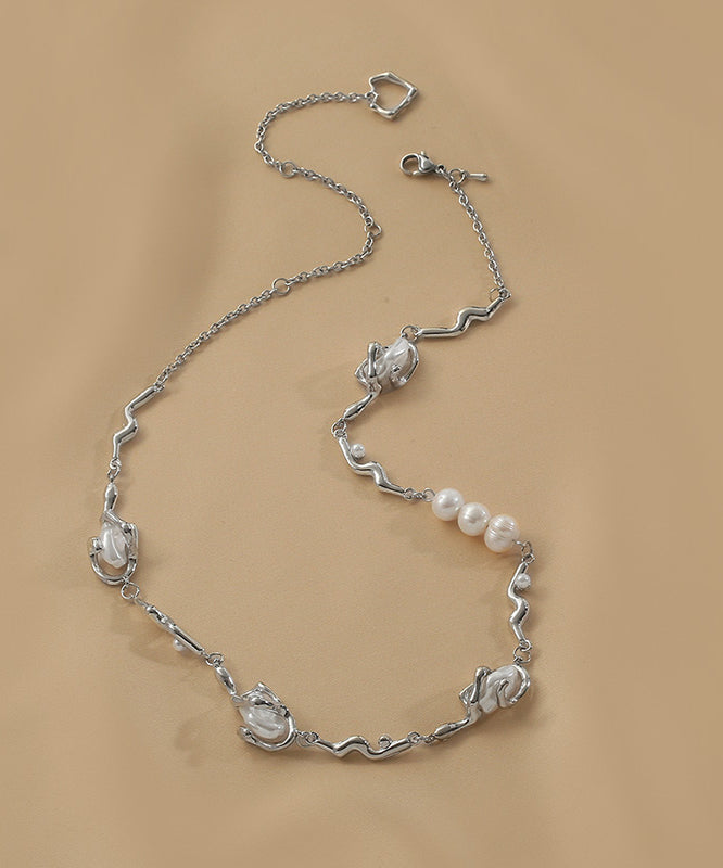 Bohemian Stering Silver Alloy Pearl Necklace