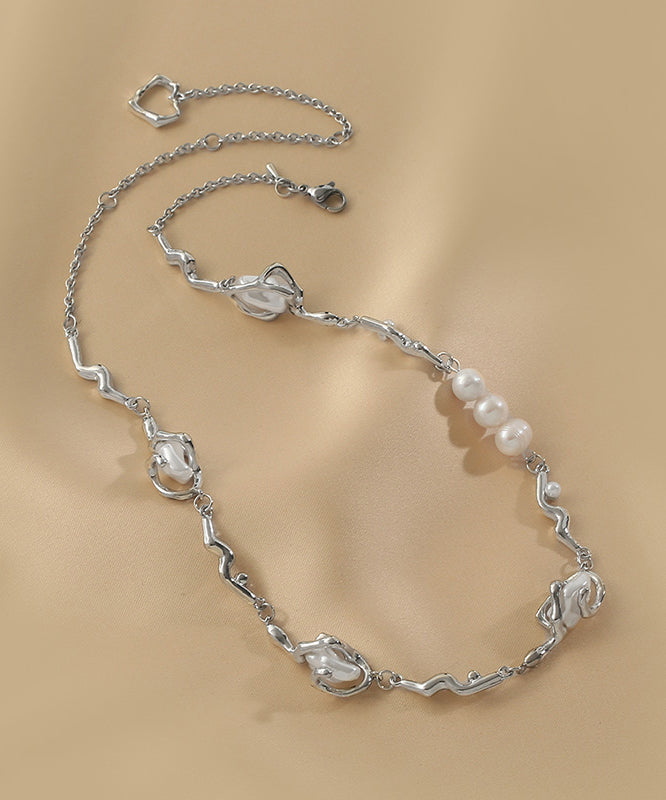 Bohemian Stering Silver Alloy Pearl Necklace
