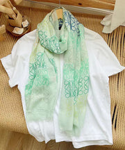 Bohemian Versatile Light Green Print Cotton Scarf