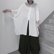 Bohemian White Clothes Lapel Batwing Sleeve Art Shirts - SooLinen