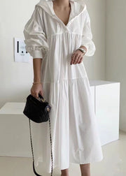 Bohemian White Hooded Patchwork Cotton Maternity Dresses Spring