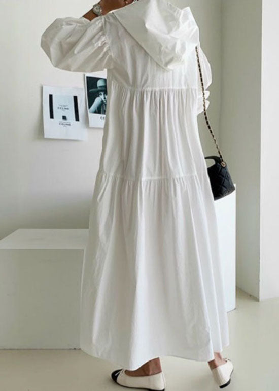 Bohemian White Hooded Patchwork Cotton Maternity Dresses Spring