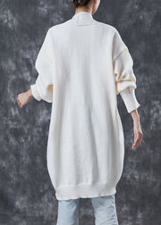 Bohemian White Oversized Chinese Button Knit Cardigans Spring