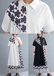Bohemian White Patchwork Print asymmetrical design Maxi Summer Chiffon Dress - SooLinen