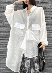 Bohemian White Pockets UPF 50+ Coat Jacket Shirt Tops Summer - SooLinen