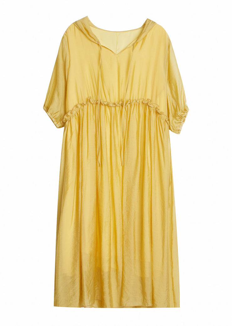 Bohemian Yellow V Neck Patchwork Solid Maxi Dress Summer