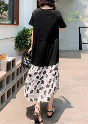 Bohemian black cotton clothes Women patchwork Kaftan summer Dresses - SooLinen