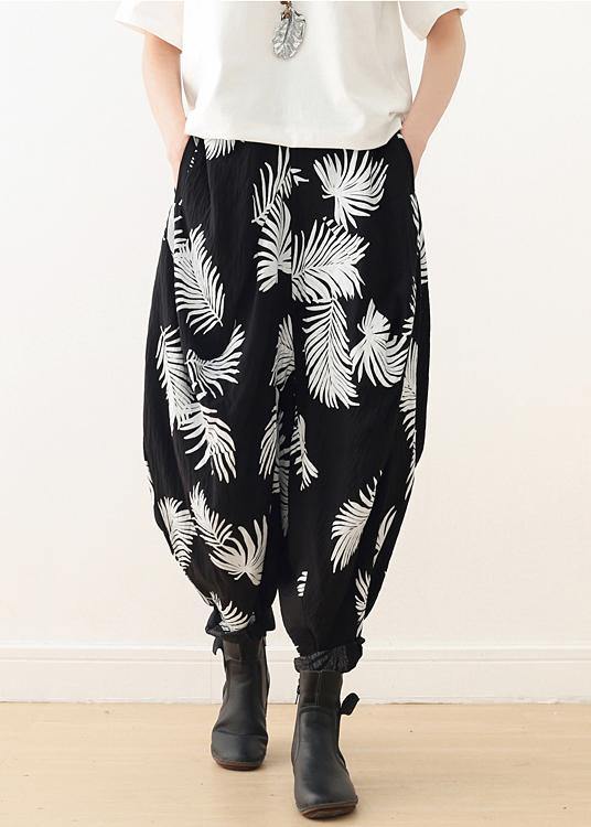 Bohemian black white cotton Organic Photography harem pants asymmetric Kaftan long pant - SooLinen