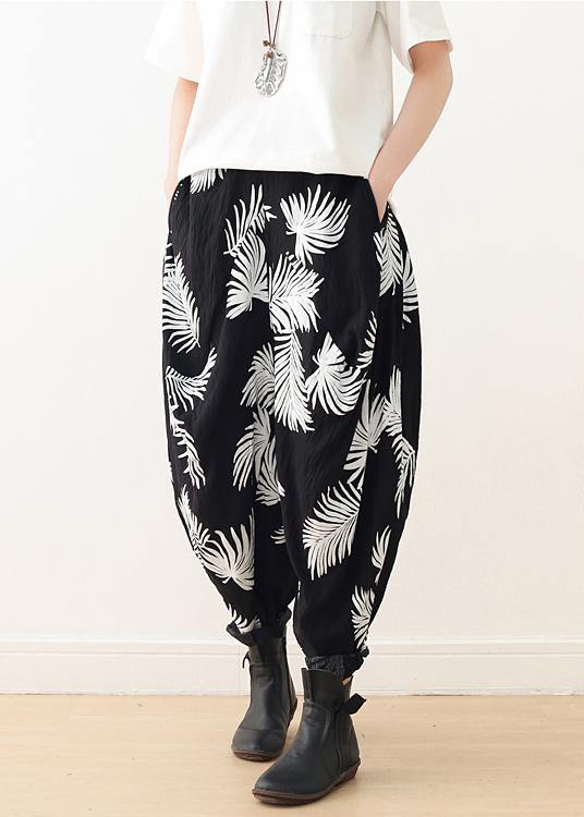 Bohemian black white cotton Organic Photography harem pants asymmetric Kaftan long pant - SooLinen