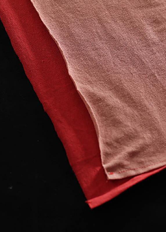 Bohemian cotton tops women stylish Single Pocket Color Matching Casual Blouse - SooLinen