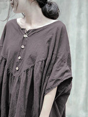 Bohemian gray cotton tunic pattern o neck baggy Kaftan Dresses - SooLinen