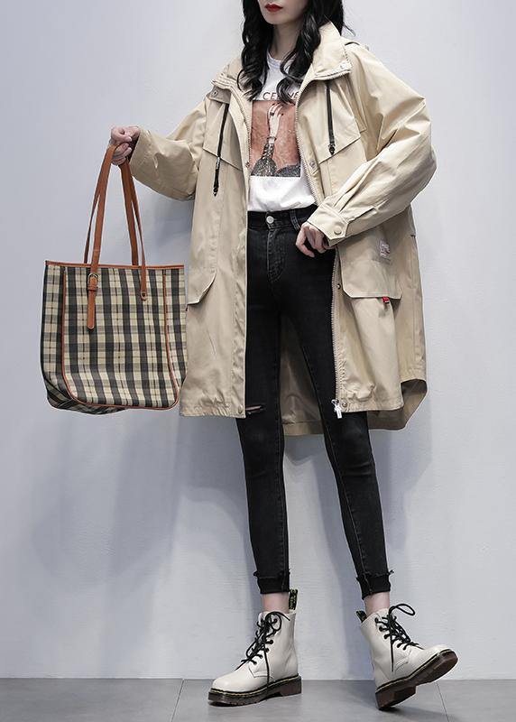 Bohemian khaki Letter  outwear Fashion Ideas hooded zippered women coats - SooLinen