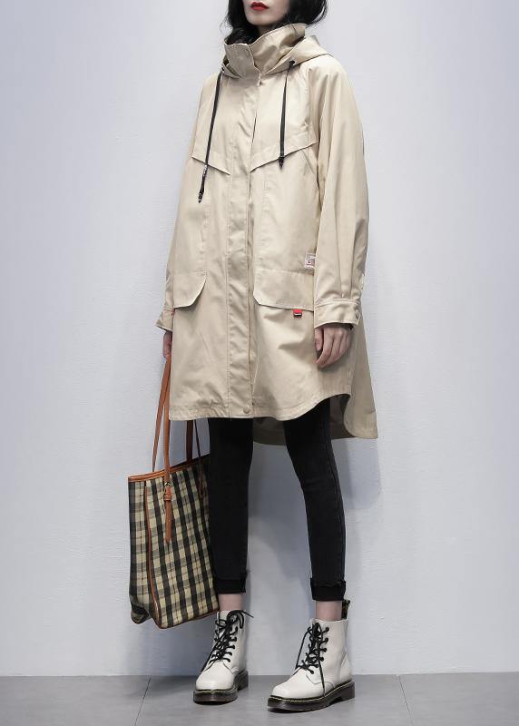 Bohemian khaki Letter  outwear Fashion Ideas hooded zippered women coats - SooLinen