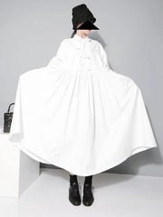 Bohemian lapel Cinched cotton spring outfit linen black A Line Dresses - SooLinen