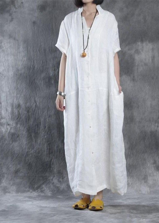Bohemian linen Robes Omychic Women summer loose fit retro linen maxi dress