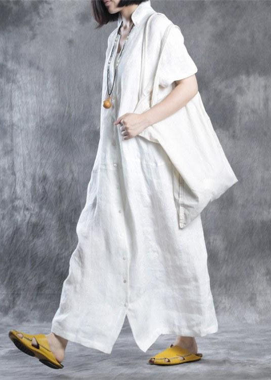Bohemian linen Robes Omychic Women summer loose fit retro linen maxi dress