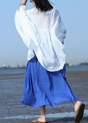 Bohemian linen tops women blouses fine Ramie Simple Solid Linen Bat Sleeved Blouse - SooLinen