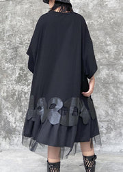 Bohemian o neck patchwork tulle clothes Women black Dresses - SooLinen
