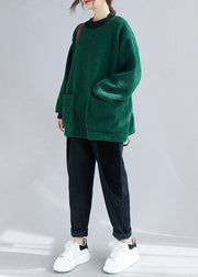 Bohemian o neck pockets clothes For Women Tutorials green shirt - SooLinen