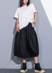 Bohemian o neck Cinched cotton clothes For Women design white blouses summer - SooLinen
