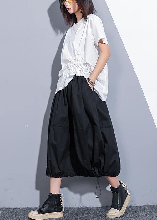 Bohemian o neck Cinched cotton clothes For Women design white blouses summer - SooLinen