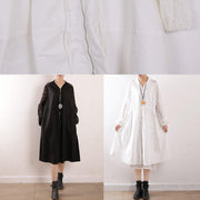 Bohemian o neck zippered Plus Size tunic pattern white cotton outwears fall - SooLinen