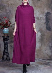 Bohemian purple red Loose Knit Holiday Dress Spring