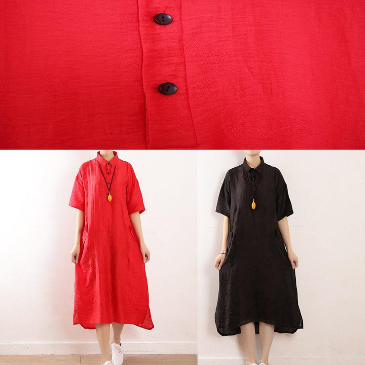 Bohemian side open Wardrobes design red Maxi Dress summer - SooLinen
